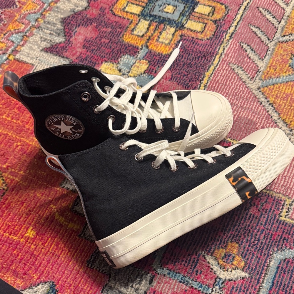 Converse Black High-Top Platform Sneakers with White Accents